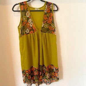 Sheer bohemian green and flowered top/dress/cover up (Size Large)